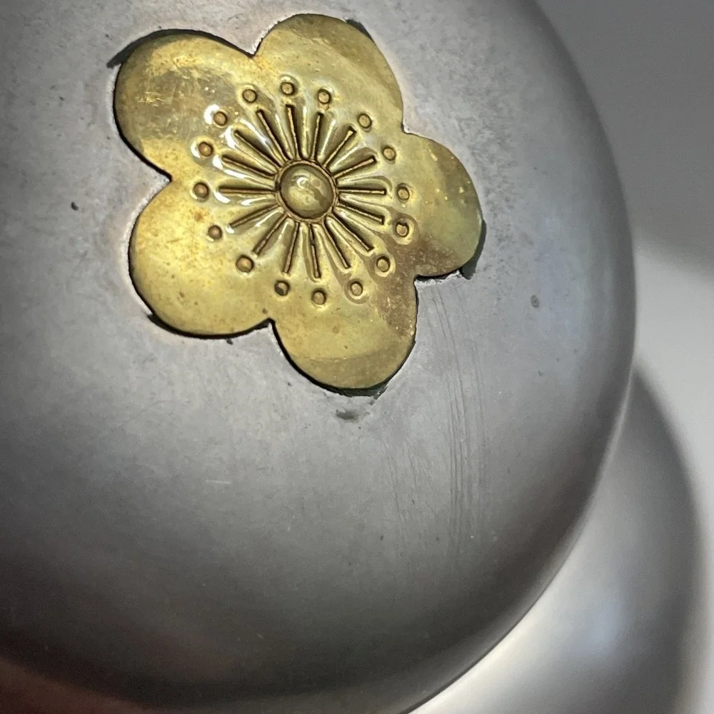 Vintage Ginger Jar Pewter with Floral‎ Brass 6.5
